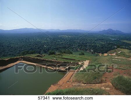 Stock Image - High angle view of a pond, Sigiriya, Sri Lanka . Fotosearch