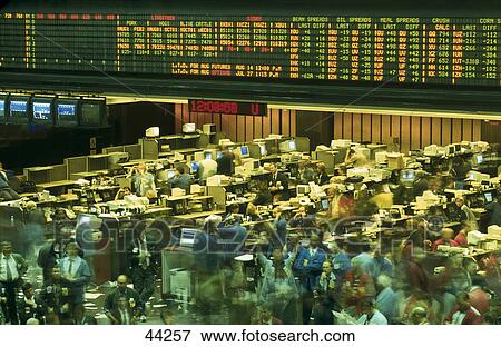 Stock Photo - High angle view of businesspeople working in stock exchange building, Chicago Board Of Trade, Chicago, Illinois, USA . Fotosearch