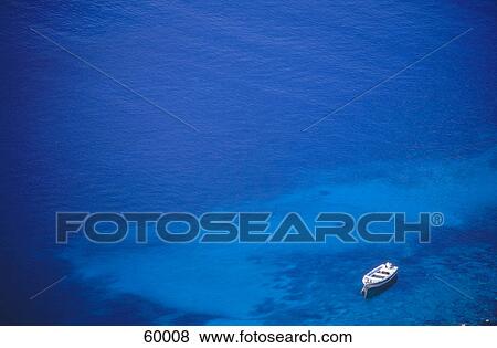 High angle view of empty boat in sea View Large Photo Image Stock Photo - High angle view of empty boat in sea . Fotosearch