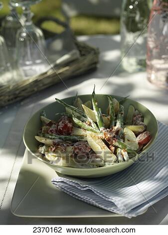 Stock Image - High angle view of green salad in bowl . Fotosearch