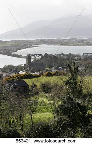 Stock Image - High angle view of old ruin of castle, Dundrum Castle, Dundrum, Dublin County, Leinster, Ireland . Fotosearch