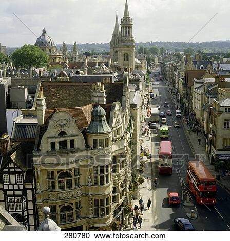 Stock Image - High angle view of traffic on city road . Fotosearch
