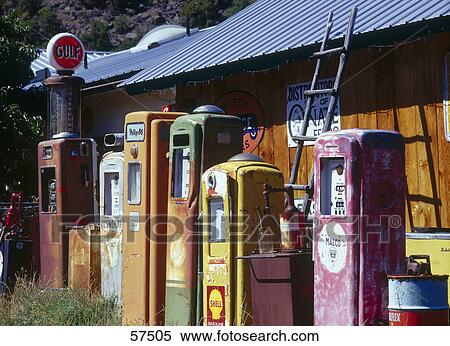 Historical gasoline pumps, New Mexico, USA View Large Photo Image Stock Photography - Historical gasoline pumps, New Mexico, USA . Fotosearch