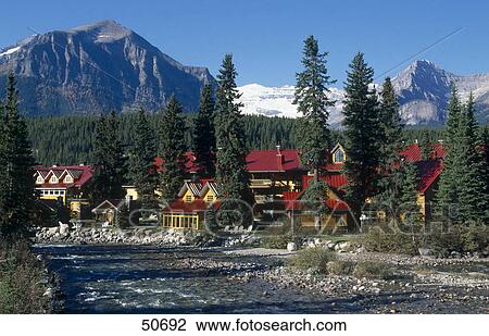 Hotel at waterfront, Lake Louise, Banff National Park, Canada View Large Photo Image Stock Image - Hotel at waterfront, Lake Louise, Banff National Park, Canada . Fotosearch
