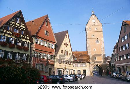 Stock Photography - Houses in city, Dinkelsbuhl, Bavaria, Germany . Fotosearch