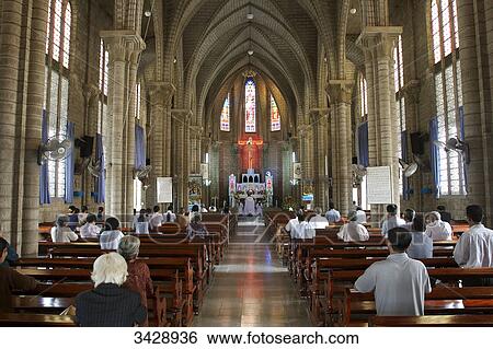 Stock Photograph - Interior of a church, Nha Trang, Vietnam . Fotosearch