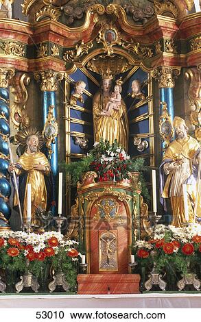 Stock Image - Interiors of church, Vinschgau, Alto Adige, Italy . Fotosearch