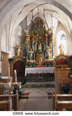 Stock Photo - Interiors of church, Vinschgau, Alto Adige, Italy . Fotosearch