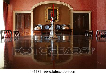 Stock Photograph - Interiors of dinning room, County Mayo, Ireland . Fotosearch