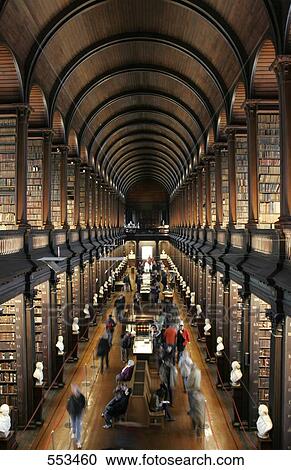 Stock Image - Interiors of library, Trinity College, Dublin, Dublin County, Leinster, Ireland . Fotosearch