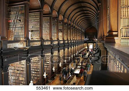 Stock Image - Interiors of library, Trinity College, Dublin, Dublin County, Leinster, Ireland . Fotosearch