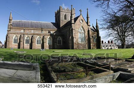 Stock Image - Lawn in front of church, St Patrick Church, Armagh, Armagh County, Ireland . Fotosearch