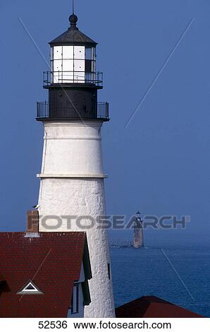 Lighthouse at seaside, Two Lights State Park, Cape Elizabeth, Cumberland County, Maine, USA View Large Photo Image Stock Photograph - Lighthouse at seaside, Two Lights State Park, Cape Elizabeth, Cumberland County, Maine, USA . Fotosearch
