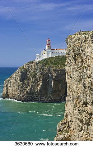 Stock Image - Lighthouse at the Cabo de Sao Vicente, Algarve, Portugal . Fotosearch