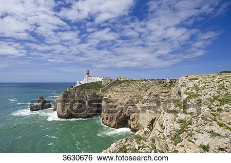 Stock Photograph - Lighthouse at the Cabo de Sao Vicente, Algarve, Portugal . Fotosearch