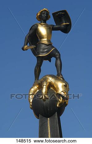 Low angle view of statue of dragon killer, Speyer, Rhineland, Germany View Large Photo Image Stock Photography - Low angle view of statue of dragon killer, Speyer, Rhineland, Germany . Fotosearch
