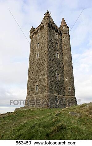 Stock Image - Low angle view of tower, Scrabo Tower, Newtownards, County Down, Ireland . Fotosearch