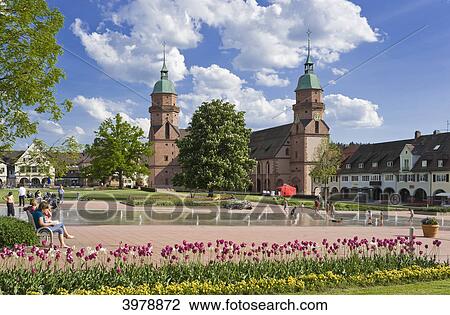 Stock Image - Market square and city church, Freudenstadt, Baden-Wuerttemberg, Germany, Europe . Fotosearch