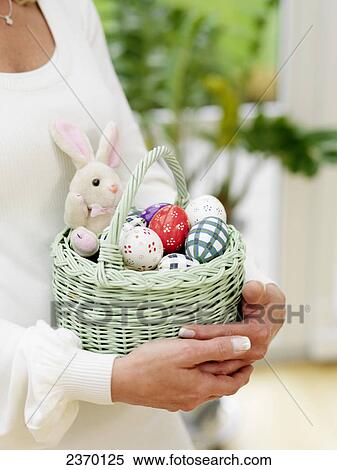Mid section view of woman carrying basket of easter eggs View Large Photo Image Stock Photography - Mid section view of woman carrying basket of easter eggs . Fotosearch