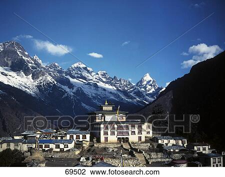 Monastery in valley, Tengboche Monastery, Tengboche, Khumjung, Khumbu, Nepal View Large Photo Image Stock Image - Monastery in valley, Tengboche Monastery, Tengboche, Khumjung, Khumbu, Nepal . Fotosearch