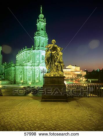 Monument in front of cathedral, Dresden, Saxony, Germany View Large Photo Image Stock Photo - Monument in front of cathedral, Dresden, Saxony, Germany . Fotosearch