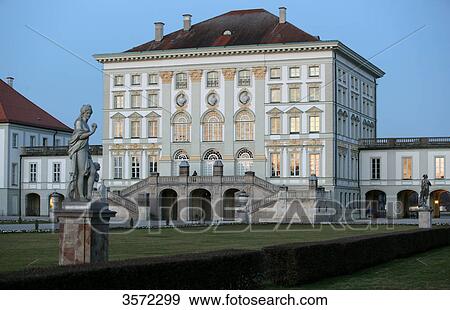 Stock Photo - Nymphenburg Palace in the evening, Munich, Germany . Fotosearch