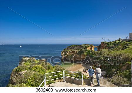 Stock Image - Observation deck above Praia de Batata, Lagos, Algarve, Portugal . Fotosearch