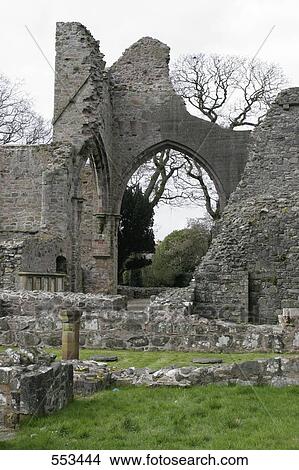 Picture - Old ruins of abbey, Grey Abbey, Greyabbey, County Down, Ireland . Fotosearch