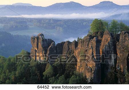 Stock Image - Panoramic view of a valley, Saxony, Germany . Fotosearch
