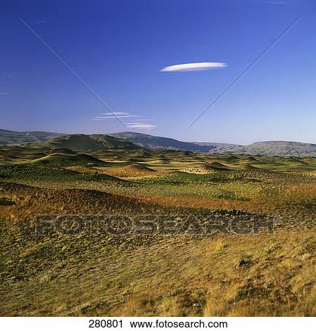 Stock Image - Panoramic view of arid landscape, Iceland . Fotosearch