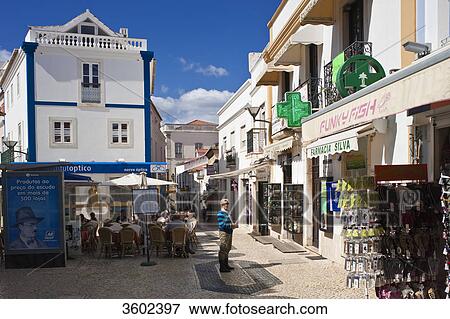 Pedestrian area in the old town, Lagos, Algarve, Portugal View Large Photo Image Stock Photo - Pedestrian area in the old town, Lagos, Algarve, Portugal . Fotosearch