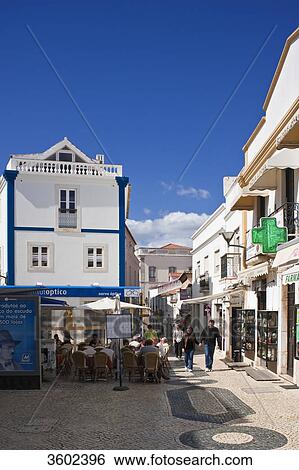 Pedestrian area in the old town, Lagos, Algarve, Portugal View Large Photo Image Stock Photograph - Pedestrian area in the old town, Lagos, Algarve, Portugal . Fotosearch