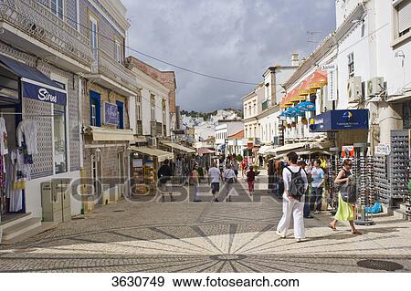 Pedestrian area Rua 5 de Outubro, Albufeira, Algarve, Portugal View Large Photo Image Stock Photo - Pedestrian area Rua 5 de Outubro, Albufeira, Algarve, Portugal . Fotosearch