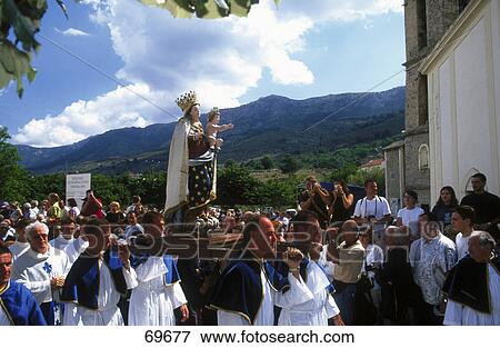 People in religious procession, Santa di Niolo, Casamaccioli, Nico Plateau, Corsica View Large Photo Image Stock Photo - People in religious procession, Santa di Niolo, Casamaccioli, Nico Plateau, Corsica . Fotosearch