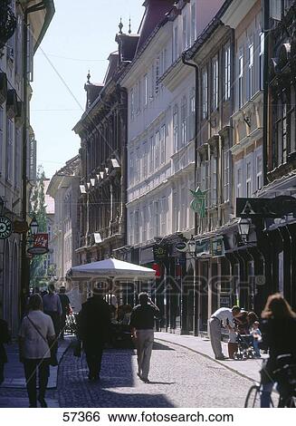 People walking in street, Ljubljana, Slovenia View Large Photo Image Stock Photograph - People walking in street, Ljubljana, Slovenia . Fotosearch