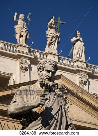 Stock Photo - Petrus statue, St. Peter's Square, Italy . Fotosearch
