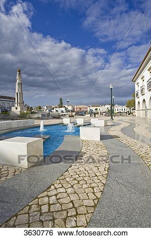 Praca da Republica, Tavira, Algarve, Portugal View Large Photo Image Stock Photograph - Praca da Republica, Tavira, Algarve, Portugal . Fotosearch