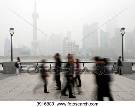 Stock Photo - Promenade and Huangpu River, Pudong, Shanghai, China, Asia . Fotosearch