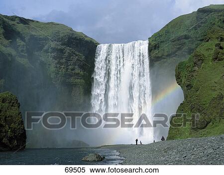 Rainbow at waterfall, Iceland View Large Photo Image Stock Photography - Rainbow at waterfall, Iceland . Fotosearch