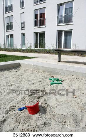 Stock Image - Residential building with playground in Munich, Germany . Fotosearch