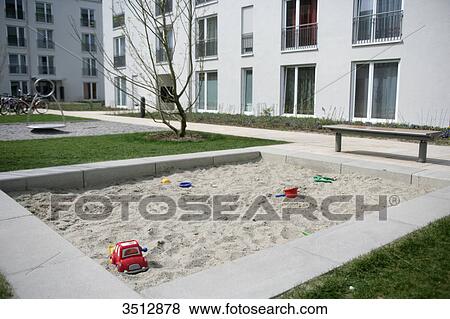 Residential building with playground in Munich, Germany View Large Photo Image Stock Photo - Residential building with playground in Munich, Germany . Fotosearch