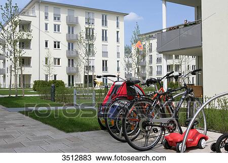 Stock Image - Residential neighborhood in Munich, Germany . Fotosearch