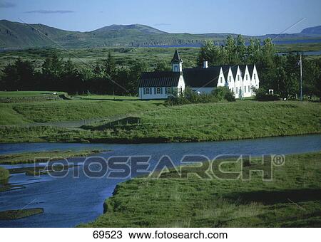 River flowing besides a church on the rural landscape, Thingvellir, Iceland View Large Photo Image Stock Image - River flowing besides a church on the rural landscape, Thingvellir, Iceland . Fotosearch