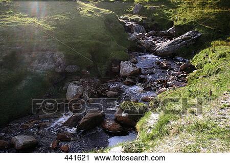 Stock Image - River flowing through landscape, Achill Island, County Mayo, Ireland . Fotosearch