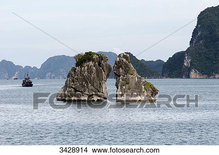 Rock formations at Ha Long Bay, Vietnam View Large Photo Image Picture - Rock formations at Ha Long Bay, Vietnam . Fotosearch