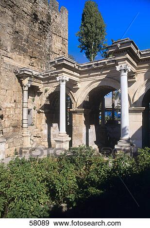 Ruins of gate, Hadrian's Gate, Antalya, Turkey View Large Photo Image Stock Photo - Ruins of gate, Hadrian's Gate, Antalya, Turkey . Fotosearch