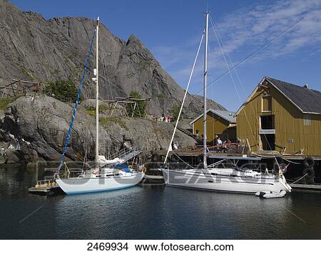 Sailboats moored at port, Flakstad, Lofoten, Nordland County, Norway View Large Photo Image Picture - Sailboats moored at port, Flakstad, Lofoten, Nordland County, Norway . Fotosearch