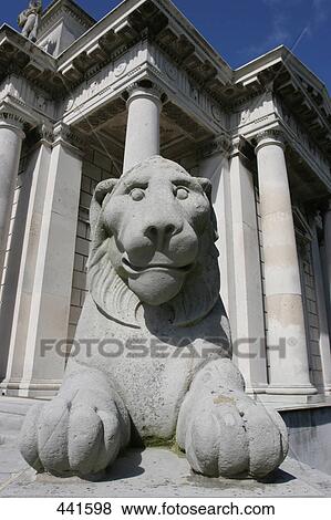 Sculpture of lion in front of building, Dublin, Republic of Ireland View Large Photo Image Stock Photo - Sculpture of lion in front of building, Dublin, Republic of Ireland . Fotosearch