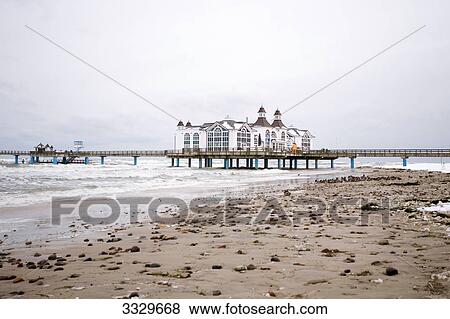 Sellin pier and coast, Sellin, Germany View Large Photo Image Stock Photo - Sellin pier and coast, Sellin, Germany . Fotosearch