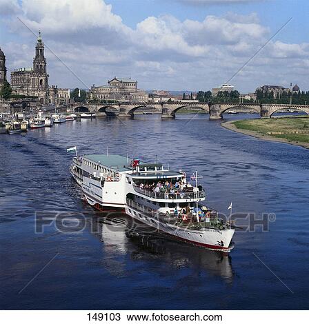 Ship on river Elbe, Dresden, Germany View Large Photo Image Stock Image - Ship on river Elbe, Dresden, Germany . Fotosearch